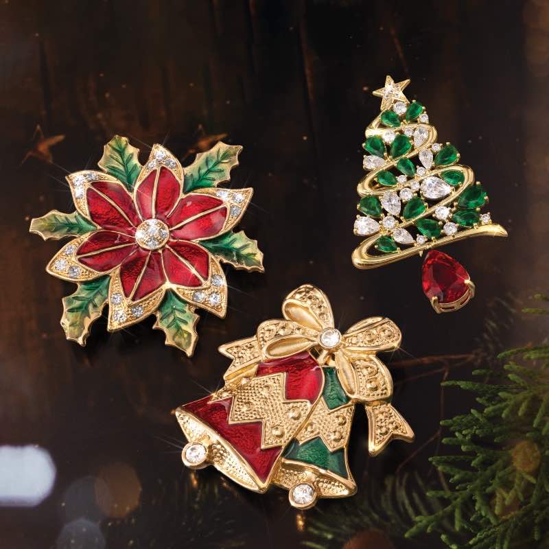 Festive Brooch Set of 3